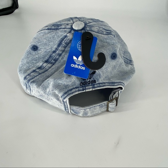 NWT Adidas Original Hat Men's Relaxed Strapback Cap Washed BLUE Denim Round Brim - Picture 7 of 10